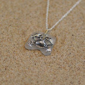 Clear Crab Sea Glass Pendant Necklace